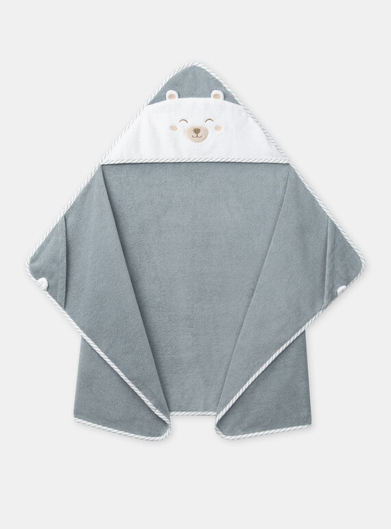 Cape de bain bleu grisé à capuche ours Bébé Garçon NEADAM / 25H5BG92CDBG610