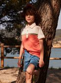 Polo écru et corail enfant garçon CUWIAGE / 22E3PGP1POL001