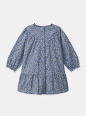 Robe bleue imprimé fleuri et manches longues resserées Bébé Fille NAJULIA / 25H1BFQ1ROB205