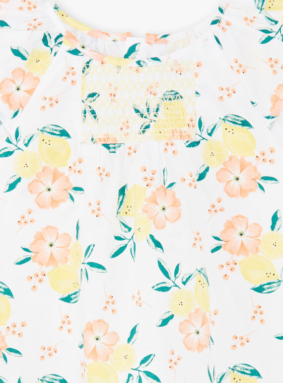 Robe évasée blanche imprimé citron ZICITETTE / 21E2PFO1ROB000