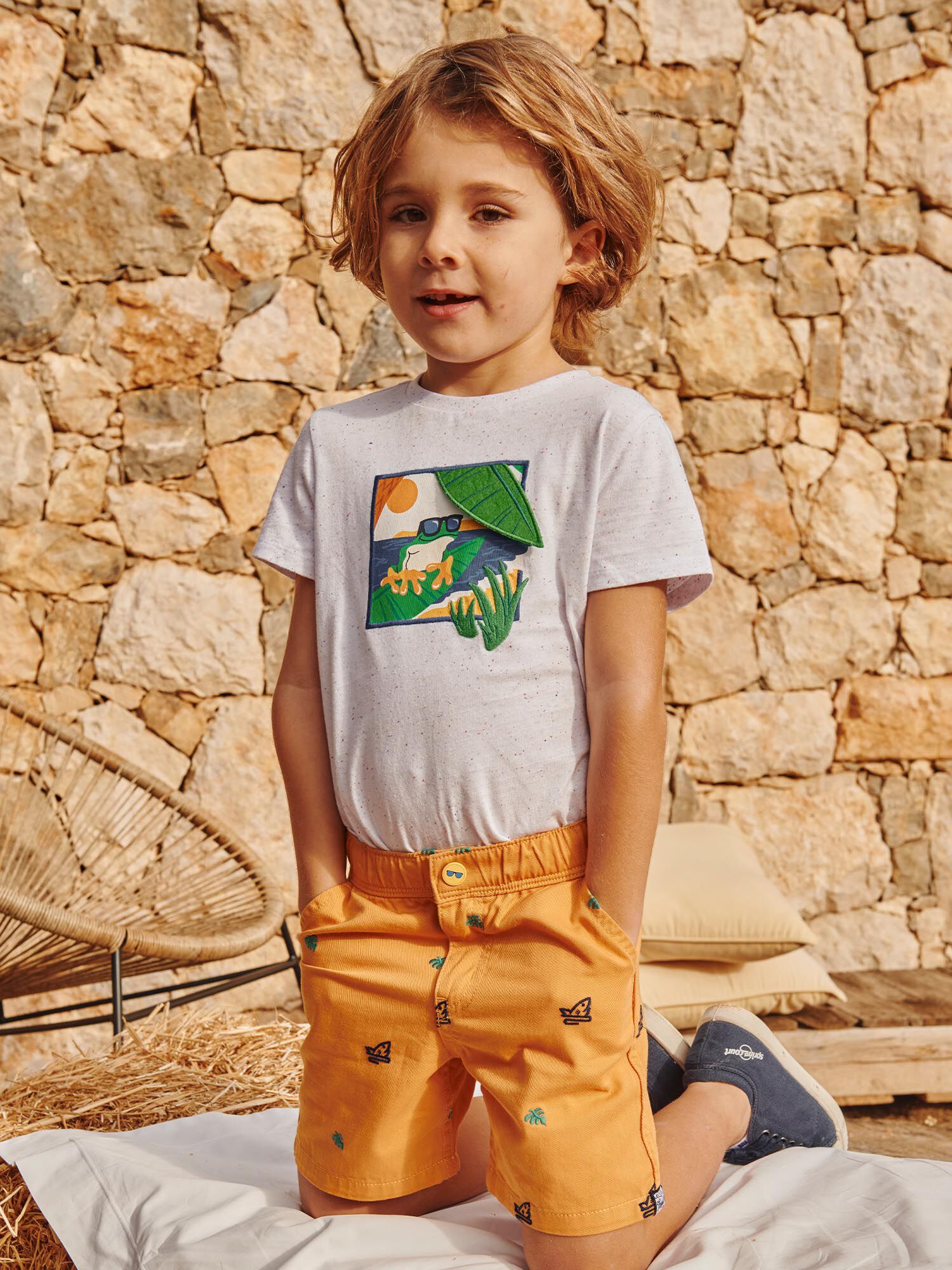 T shirt ecru a manches courtes Garcon Sergent Major