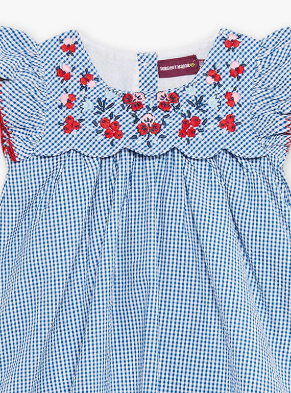 Ensemble robe brodée et boomer en seersucker à carreaux bébé fille CAFABIENNE / 22E1BF81ROB208