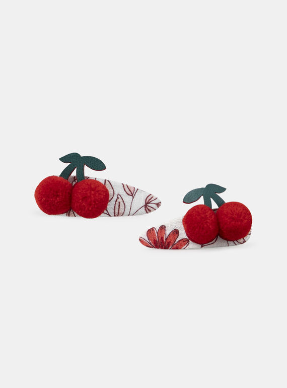 Barrettes pompons cerises MOURETTE / 25E4PFM5BRT001