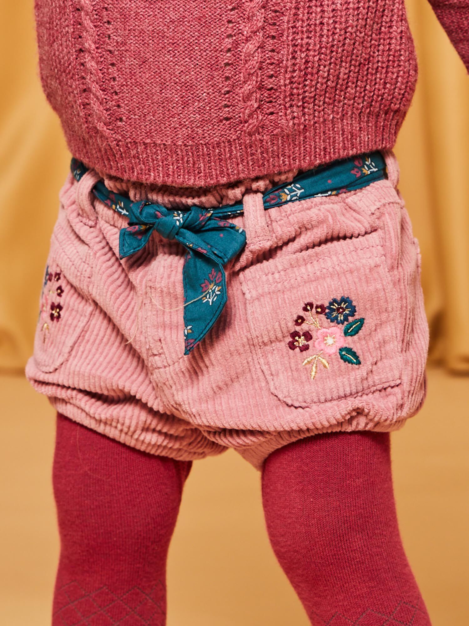 Short rose et bleu canard en velours c tel