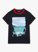 T-shirt bleu marine à motif affiche de course d'aviron enfant garçon CEBESTAGE / 22E3PG82TMC070