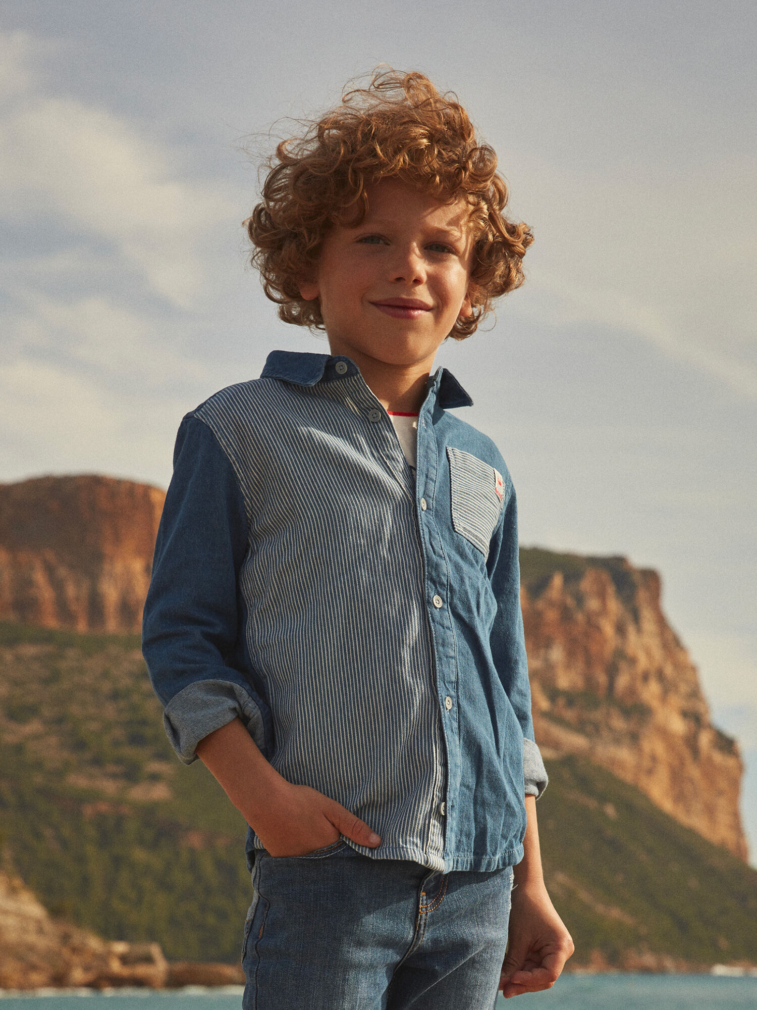 Chemise en denim rayures Gar on Sergent Major
