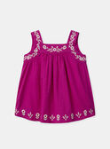 Robe et bloomer rose fuschia à broderies fleuries à bretelles Bébé Fille NAARIANE / 25H1BFJ1ROB304