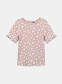 T-shirt rose fleuri avec des manches ballon KRIBLETTE 1 / 24E2PFB3TMC311
