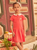 Robe mi-plissée rouge corail avec patch floral Fille NEMIALETTE / 25H2PFK1ROB404
