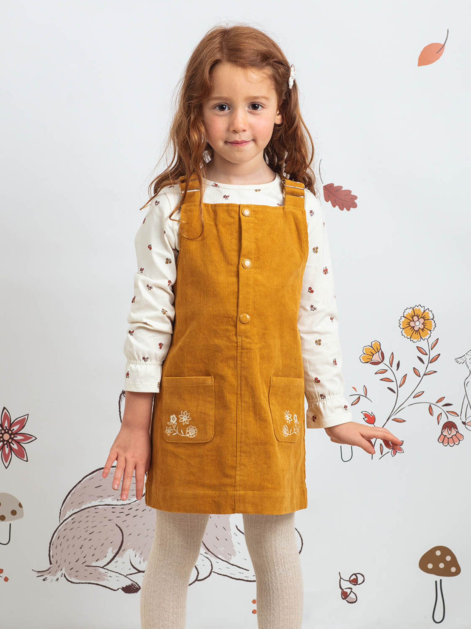 Robe salopette camel brod e enfant fille Fille Sergent Major