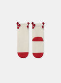 Chaussettes écrues et rouges à imprimé fleur Fille NECHOETTE / 25H4PFK1SOQ001