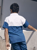 Polo bleu et blanc en jersey à motif blaireau guitariste LEPOLAGE / 24H3PGJ1POL000