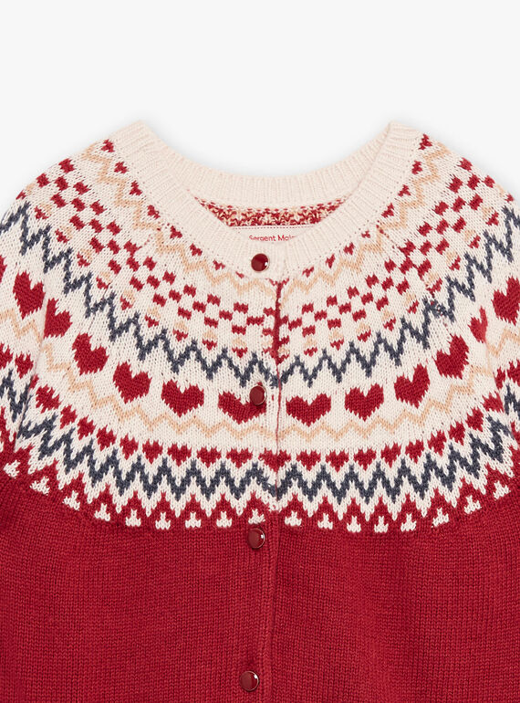 Cardigan rouge et beige en laine mélangée DRIKERETTE / 22H2PFX2CARF526