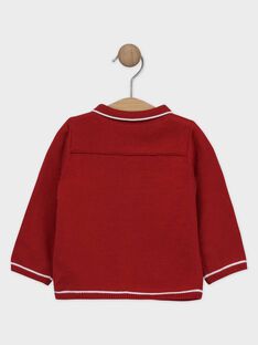 Gilet bébé garçon en tricot rouge  SAWILEY / 19H1BGP1GIL050