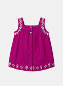 Robe et bloomer rose fuschia à broderies fleuries à bretelles Bébé Fille NAARIANE / 25H1BFJ1ROB304