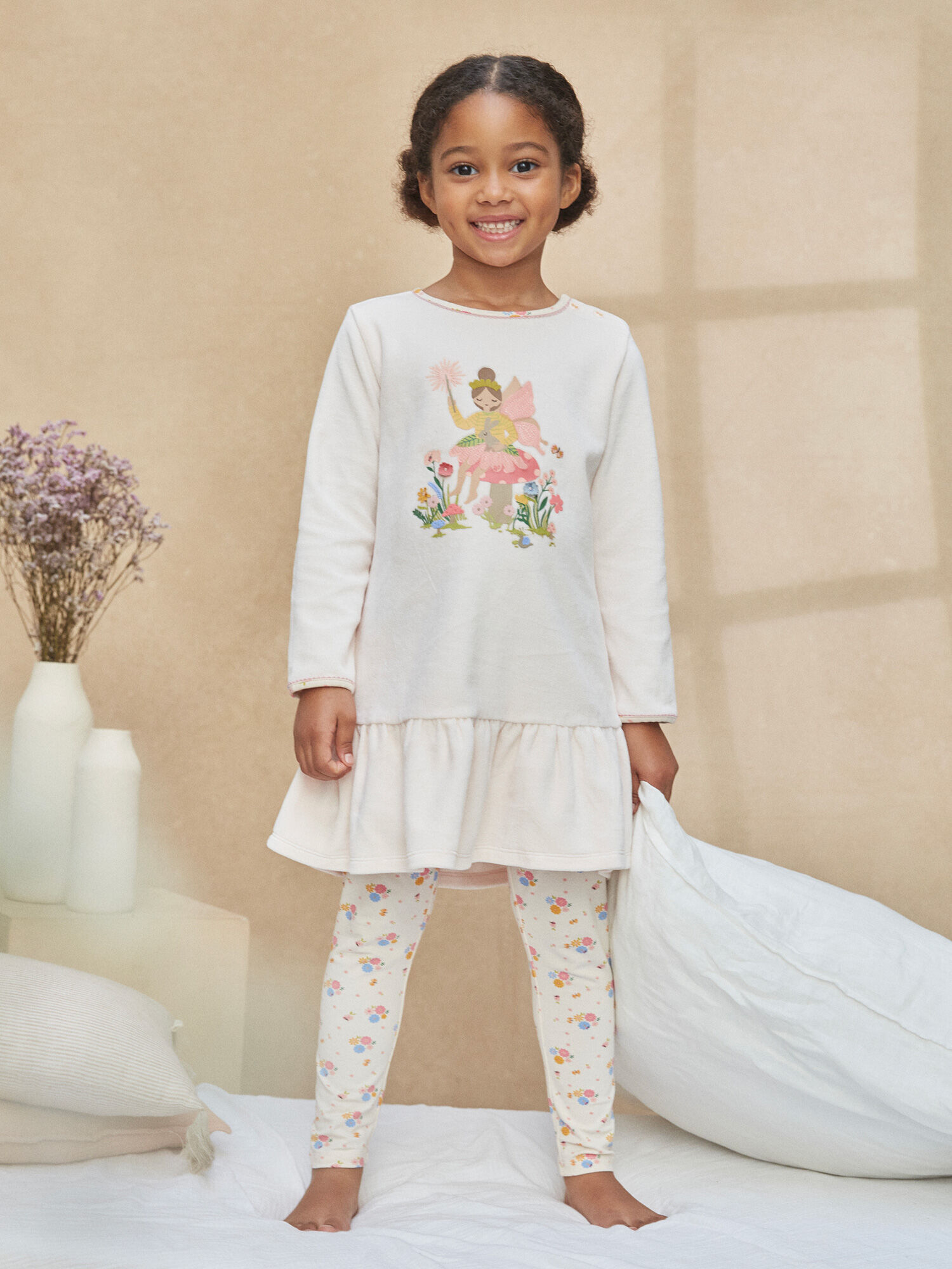 Ensemble chemise de nuit et legging rose poudre Fille Sergent Major