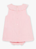 Robe en popeline rose à broderies coquillages et bloomer bébé fille CASOLEIL / 22E1BFN1ROBD315