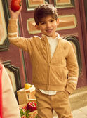 Veste Teddy matelassée marron à broderies de forme "V" Garçon NELASSAGE / 25H3PGK1GILA014