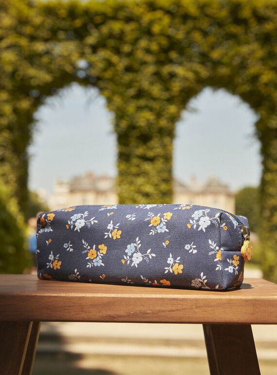 Trousse scolaire bleu marine à imprimé fleuri GITROUETTE / 23H4PF91TRO070