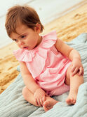 Robe en popeline rose à broderies coquillages et bloomer bébé fille CASOLEIL / 22E1BFN1ROBD315
