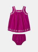 Robe et bloomer rose fuschia à broderies fleuries à bretelles Bébé Fille NAARIANE / 25H1BFJ1ROB304