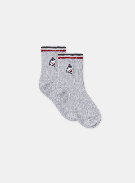 Chaussettes gris chiné brodées MAJERRY / 25E4BGJ2SOQJ920