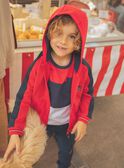 Sweat à capuche bicolore rouge et bleu marine FEGILAGE / 23E3PGB1GIL506