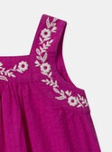Robe et bloomer rose fuschia à broderies fleuries à bretelles Bébé Fille NAARIANE / 25H1BFJ1ROB304