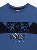 T-shirt bleu indigo enfant garçon CINOAGE / 22E3PGK2TMC703