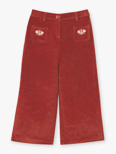 Pantalon large rouge foncé enfant fille BUBLETTE / 21H2PFJ1PAN821