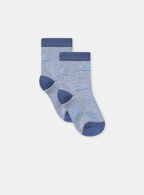 Chaussettes bleu à rayures et nuages Bébé Garçon NAKAI / 25H4BGQ1SOQ009