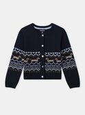 Cardigan bleu foncé en maille à motif chien Fille NUDOGUETTE / 25H2PFQ1CAR070