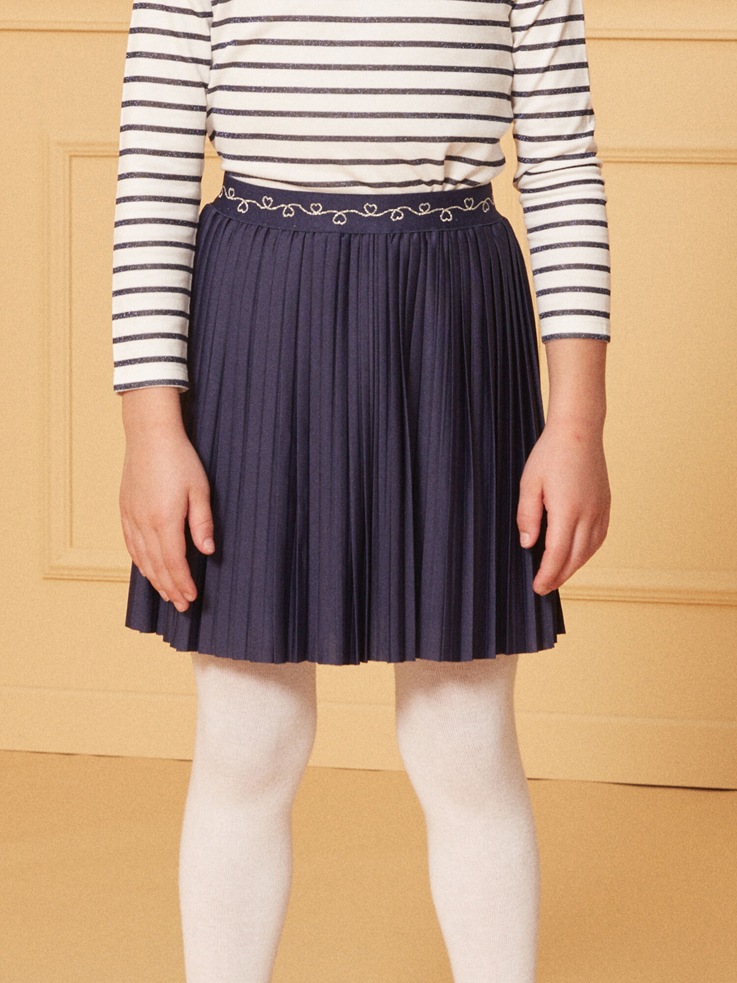 Jupe plissee bleu marine Fille Sergent Major