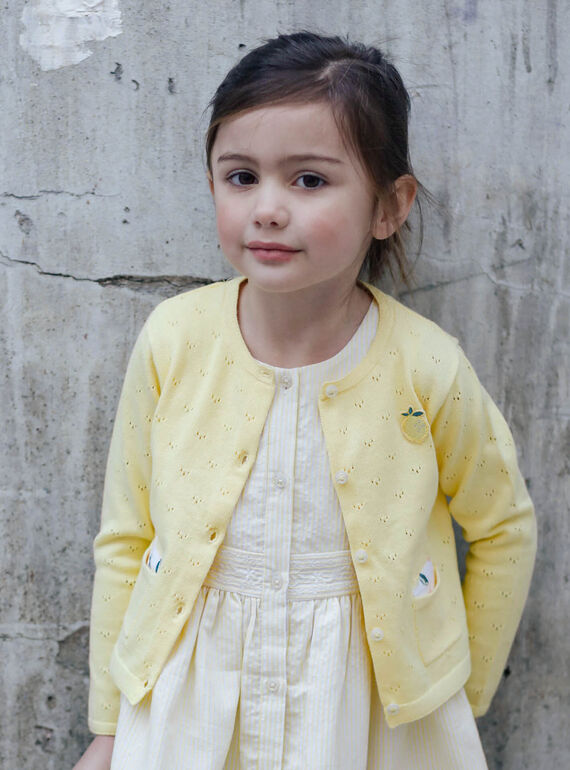 Cardigan jaune maille ajourée ZICADETTE / 21E2PFO1CARB104