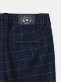 Pantalon bleu foncé à carreaux Garçon NECAGE / 25H3PGK1CFP070