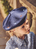 Béret bleu foncé à broderie chien et coeur Fille NUBERETTE / 25H4PFQ1CHA070