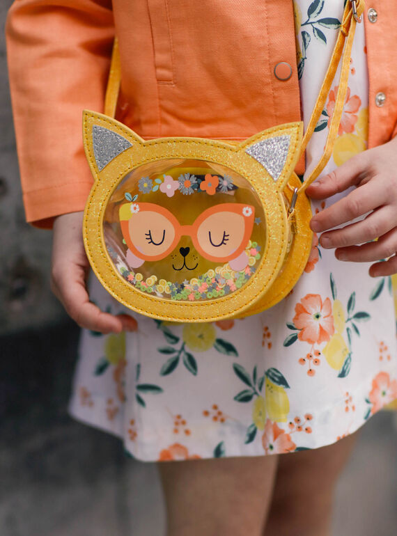 Sac bandoulière jaune animation tête de chat ZITRONETTE / 21E4PFO1BESB104