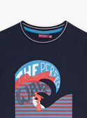 T-shirt bleu marine avec vague et surfeur FOWAVAGE / 23E3PGC1TMC070