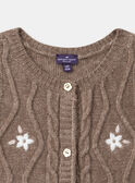 Cardigan marron avec broderie fleurs sans manches Fille NIFLORETTE / 25H2PFL1CSM821