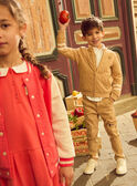 Veste Teddy matelassée marron à broderies de forme "V" Garçon NELASSAGE / 25H3PGK1GILA014
