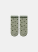 Chaussettes vert sauge jacquard dinosaures MAGAEL / 25E4BG92SOQG610