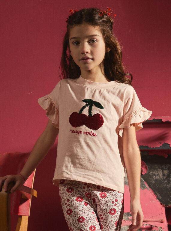 t-shirt cerise à sequins MOKETTE / 25E2PFJ3TMCD317