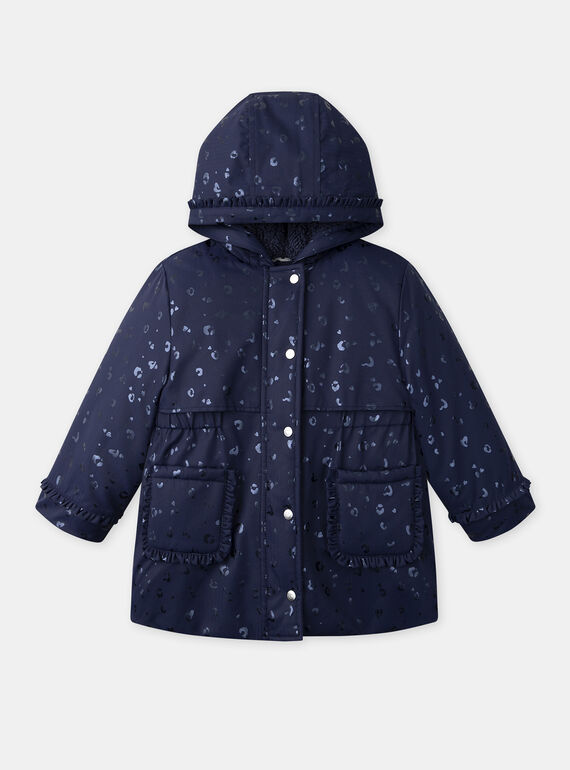 Parka 3 en 1 bleu foncé imprimé léopard Fille NINARETTE / 25H2PFE2PAR705