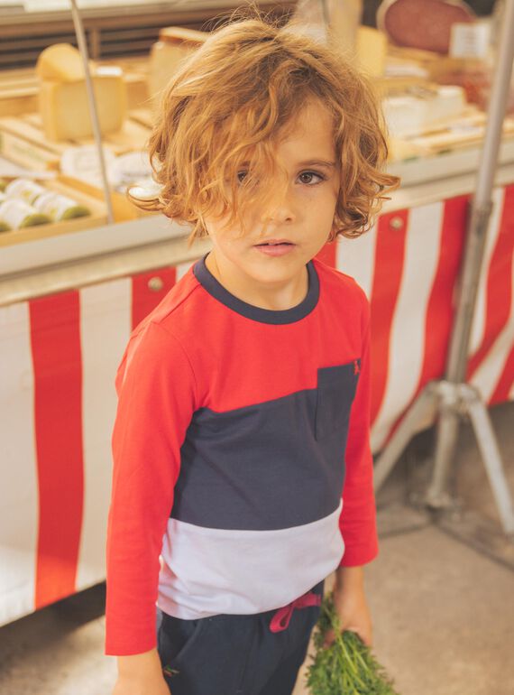 T-shirt à rayures rouge, blanc et bleu marine FRIXOLAGE3 / 23E3PGB2TML506