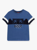 T-shirt bleu indigo enfant garçon CINOAGE / 22E3PGK2TMC703