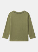 T-shirt vert kaki imprimé et manches longues Garçon NUTAGE / 25H3PGQ2TML633