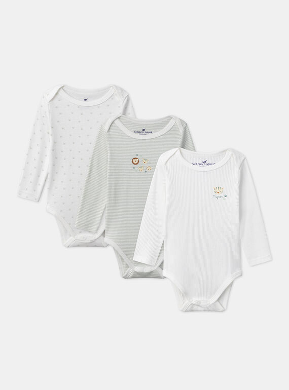 Lot de 3 bodies bébé garçon à manches longues en coton issu de l'agriculture biologique MEIVAN / 25E5BG41BDL001