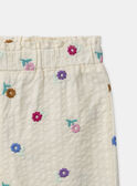 Pantalon écru à broderie fleuries Bébé Fille NAALICE / 25H1BFJ1PAN002
