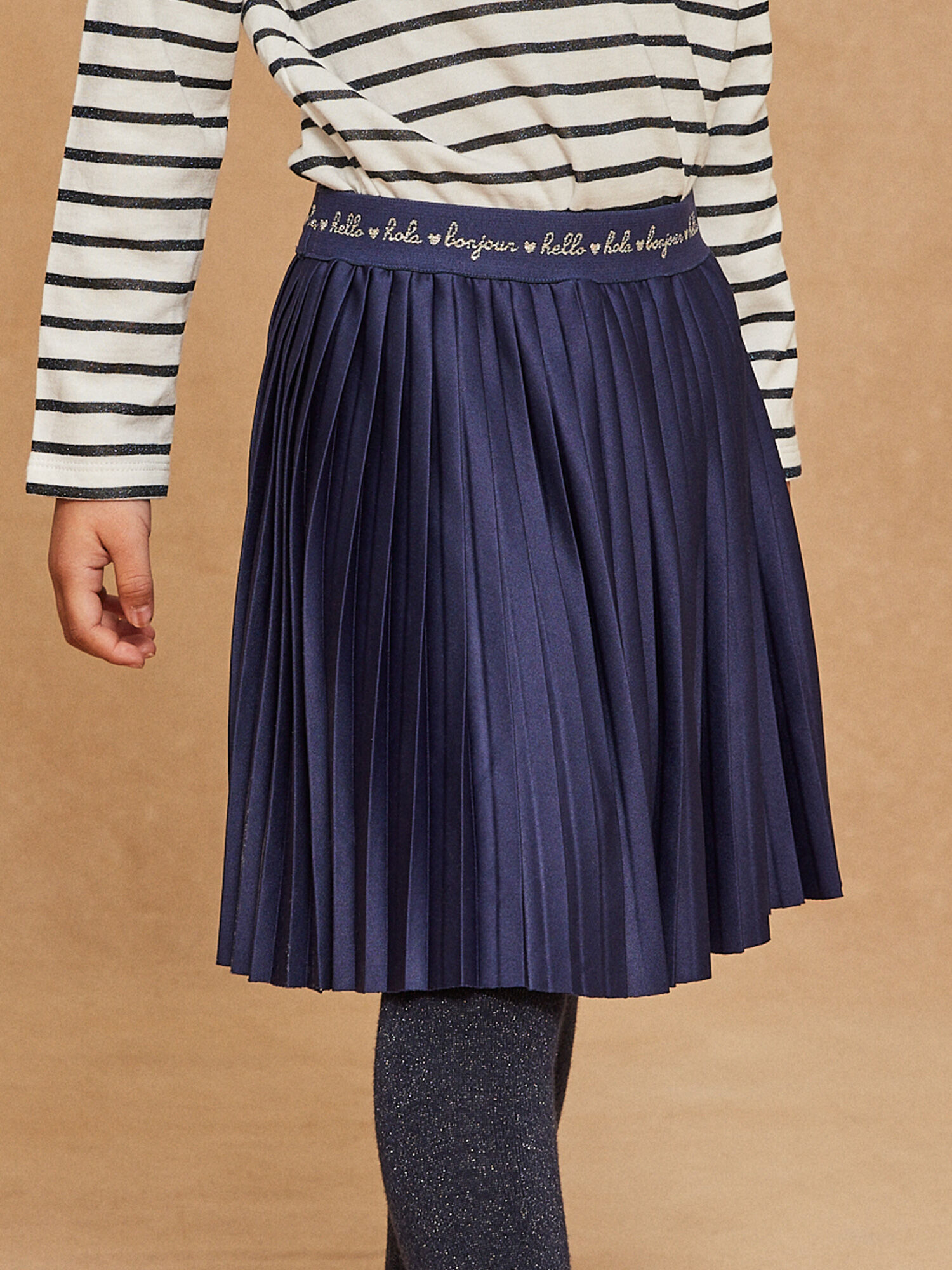 Jupe plis e en jersey bleu marine