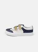 Basket blanche et bleu foncé imprimé léopard et sratch dorés pailletés Fille NILOPETTE / 25F10PF42BKC705